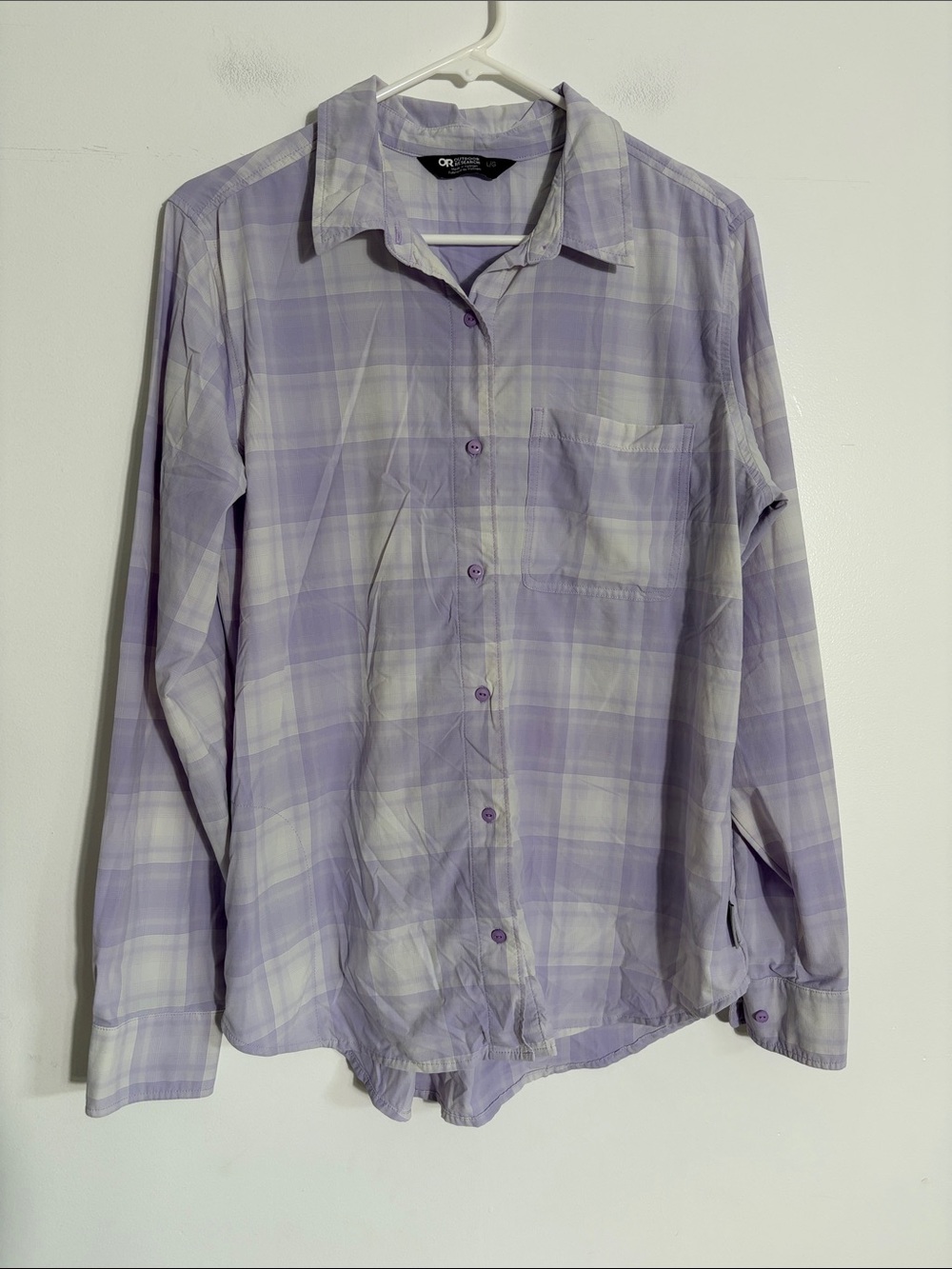 Outdoor Research Lavender Plaid Button-Up Shirt Large